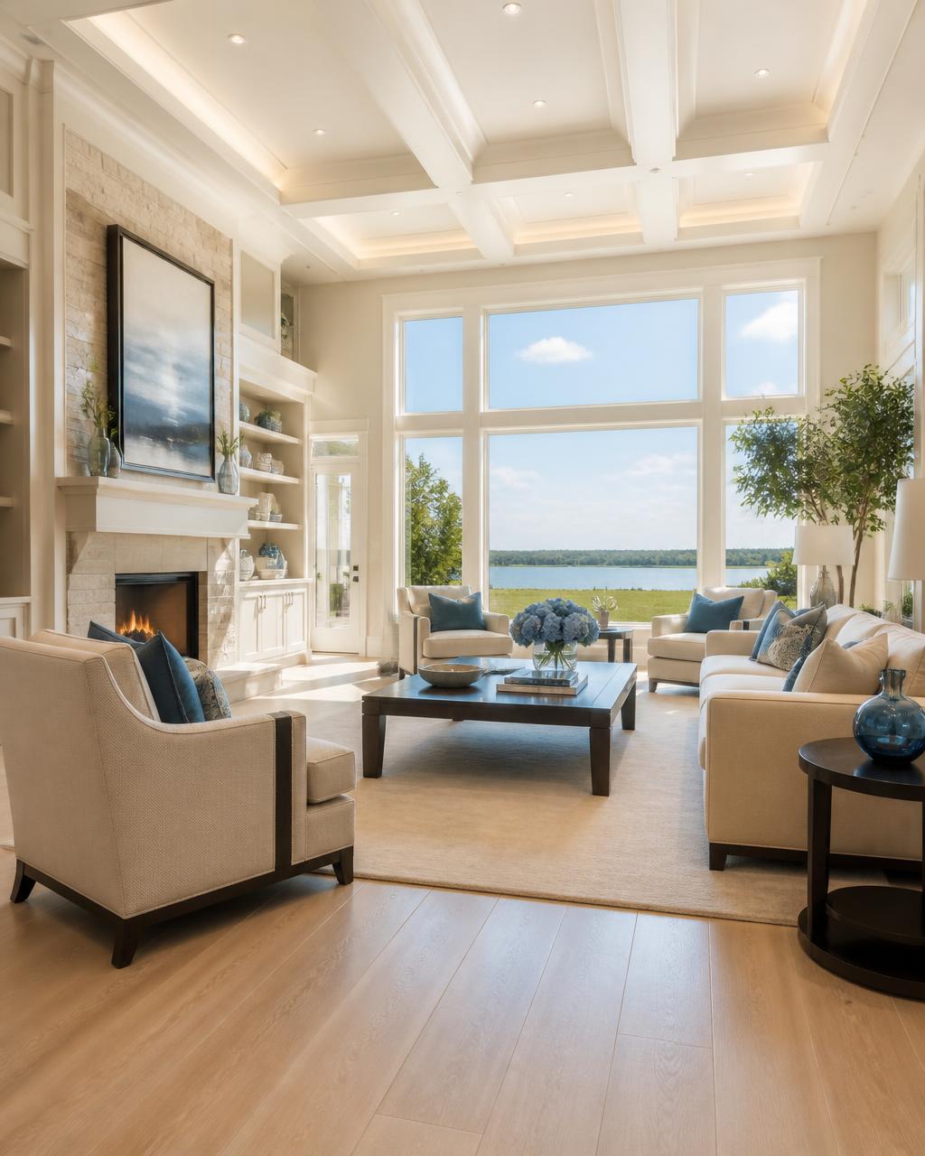Bright, immaculately clean luxury living room